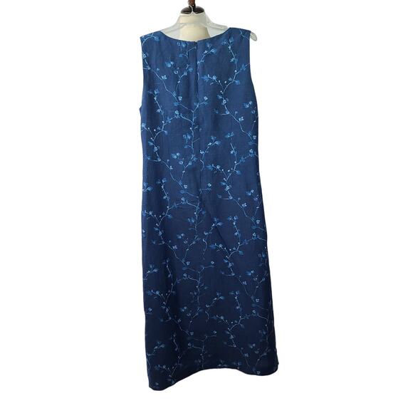 Talbots Blue Floral Lined Sleeveless Maxi Dress Side Button Split Rear Zip Med - Picture 2 of 6